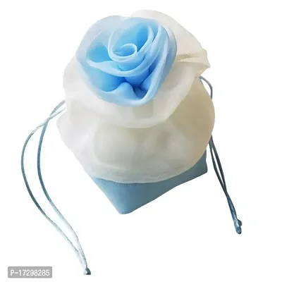 Bageshwar Balaji Chinese Style Candy Bag Flower Gifts Pouch Drawstring Gift Bag Light Blue