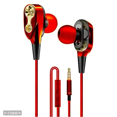 Bageshwar Balaji Wire Sport in-Ear Earbuds Headphone Double Trumpet HiFi Bass Red