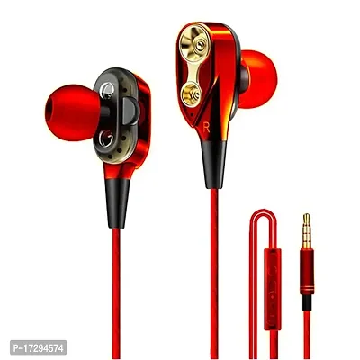 Bageshwar Balaji Wire Sport in-Ear Earbuds Headphone Double Trumpet HiFi Bass Red-thumb4