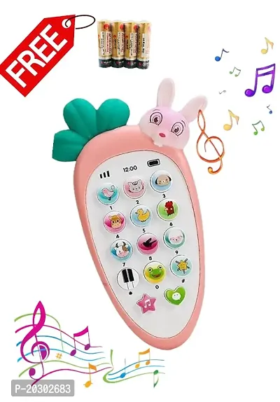AKIDZONE TOYS Smart Phone Cordless Feature Mobile Phone Toys Mobile Phone for Kids Phone Small Phone Toy Musical Toys for Kids Smart Light (Kimi Rabbit Phone-thumb0