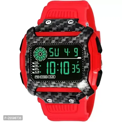 Stylish Red Silicone Digital Watch For Men