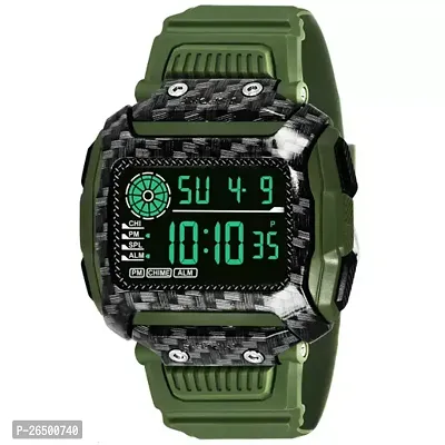 Stylish Green Silicone Digital Watch For Men