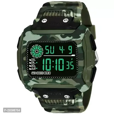 Stylish Green Silicone Digital Watch For Men-thumb0