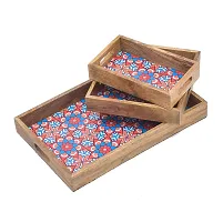 Naturahive Multi Blue Printed Wooden Serving Tray set of 3 with handles for Coffee/Tea/Drinks/cakes/snacks for kitchen ,home,table/office/Restaurant /decoration/gifting Printed Tray (17*10,10*10,10*6)-thumb2