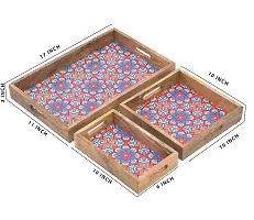 Naturahive Multi Blue Printed Wooden Serving Tray set of 3 with handles for Coffee/Tea/Drinks/cakes/snacks for kitchen ,home,table/office/Restaurant /decoration/gifting Printed Tray (17*10,10*10,10*6)-thumb4