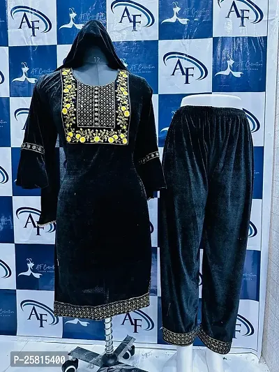 Elegant Black Banglori Silk Embellished A-Line Kurta, Bottom and Dupatta Set For Women