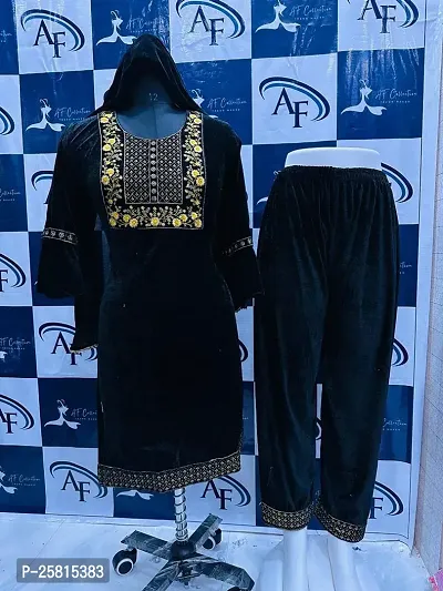 Elegant Black Banglori Silk Embellished A-Line Kurta, Bottom and Dupatta Set For Women