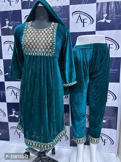 Elegant Green Banglori Silk Embellished A-Line Kurta, Bottom and Dupatta Set For Women-thumb0