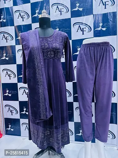 Elegant Navy Blue Banglori Silk Embellished A-Line Kurta, Bottom and Dupatta Set For Women