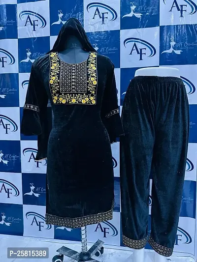 Elegant Black Banglori Silk Embellished A-Line Kurta, Bottom and Dupatta Set For Women