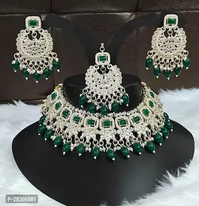 Stylish Green Alloy Pearl Jewellery Set For Women-thumb0