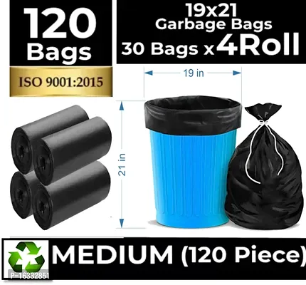 Xopyreg; Premium Biodegradable Garbage Bags 19 X 21 Inches (Medium Size) 120 Bags (4 Rolls) Dustbin Bag/Trash Bag - Black Color