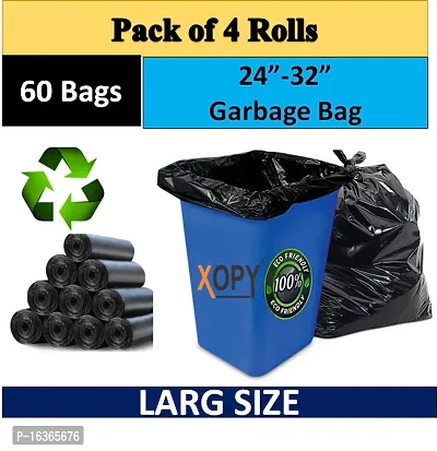 Bags 24 X 32 Inches Large Size 60 Bags 4 Rolls Dustbin Bag Trash Bag Black Color