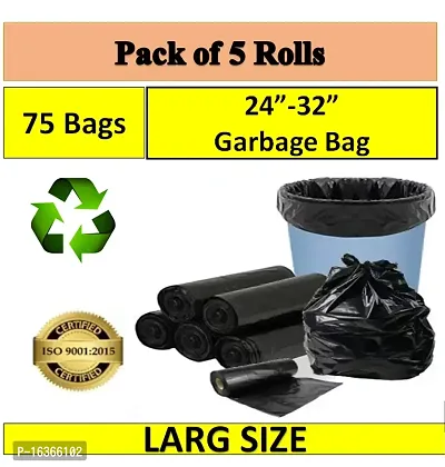 Xopyreg; Premium Biodegradable Garbage Bags 24 X 32 Inches (Large Size) 75 Bags (5 Rolls) Dustbin Bag/Trash Bag - Black Color