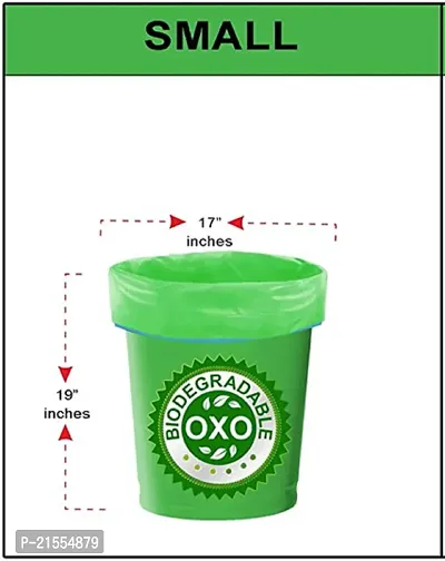 OXO-Biodegradable /Eco Friendly Compostable/ Garbage Bag 17 x 19 Inches 90 Bags (3 Rolls) Dustbin Bag/Trash Bag - Green Color-thumb5