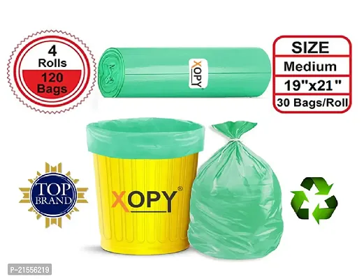 Green Color Biodegradable Garbage Bags 19 X 21 Inches (Medium Size) 120 Bags (4 Rolls) Dustbin Bag/Trash Bag