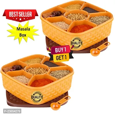 7 IN 1 Masala Box (2 Pc) for Kitchen | 7 Section Spice Box | Masala Container | Masala Dani | Dry Fruit Box (Pack of 2)-thumb0