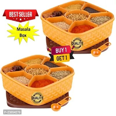 7 IN 1 Masala Box (2 Pc) for Kitchen | 7 Section Spice Box | Masala Container | Masala Dani | Dry Fruit Box (Pack of 2)