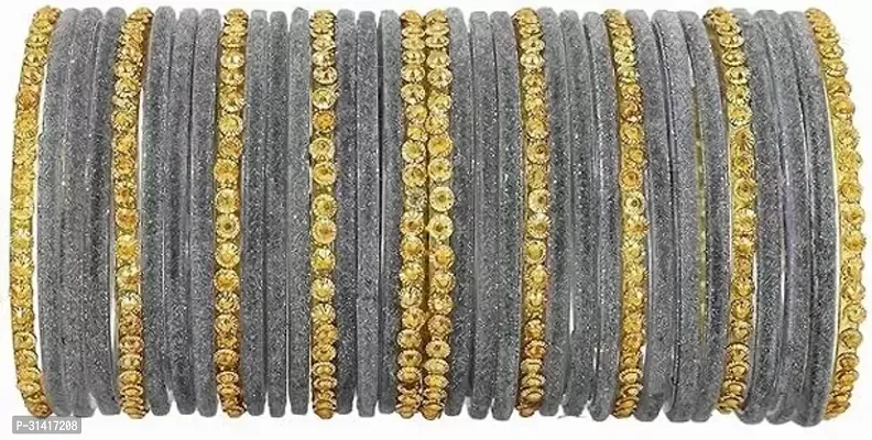 Fabulous Grey Glass Bangles For Women And Girls- 35 Pieces-thumb0