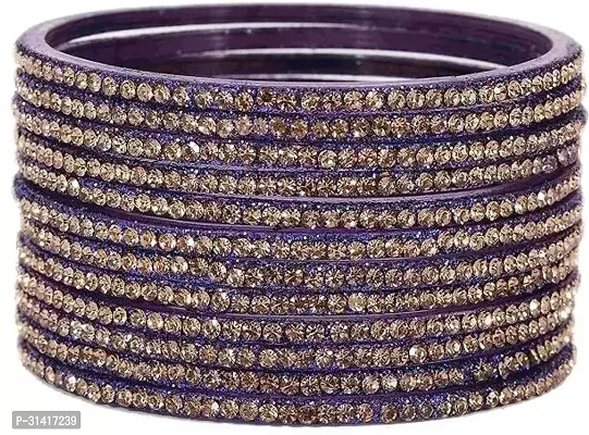 Fabulous Purple Glass Bangles For Women And Girls- 12 Pieces-thumb0