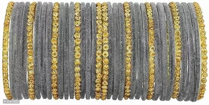 Fabulous Grey Glass Bangles For Women And Girls- 35 Pieces-thumb0