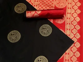 Trendy Black Banarasi Silk Saree With Blouse Piece For Women-thumb1