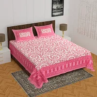 Comfortable Cotton Printed Queen Bedsheet with 2 Pillow Covers-thumb1