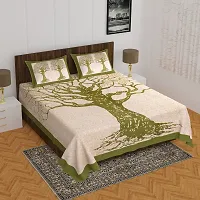 Comfortable Cotton Printed Queen Bedsheet with 2 Pillow Covers-thumb1