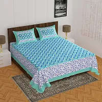 Comfortable Cotton Printed Queen Bedsheet with 2 Pillow Covers-thumb1