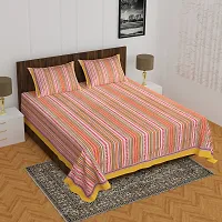 Comfortable Cotton Printed Queen Bedsheet with 2 Pillow Covers-thumb1