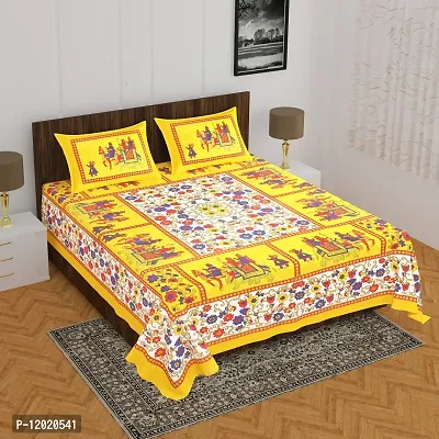 Comfortable Cotton Printed Queen Bedsheet with 2 Pillow Covers-thumb2