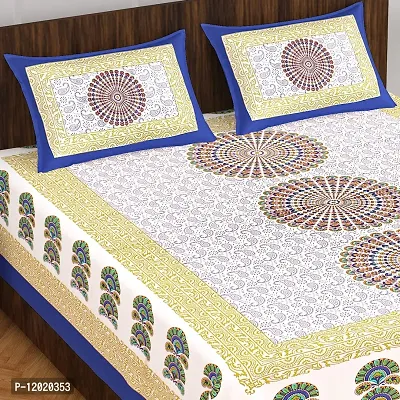 Comfortable Cotton Printed Queen Bedsheet with 2 Pillow Covers