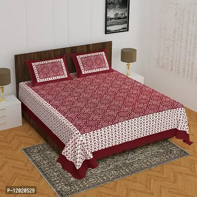 Comfortable Cotton Printed Queen Bedsheet with 2 Pillow Covers-thumb2