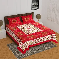 Comfortable Cotton Printed Queen Bedsheet with 2 Pillow Covers-thumb1