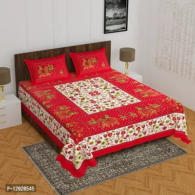 Comfortable Cotton Printed Queen Bedsheet with 2 Pillow Covers-thumb2