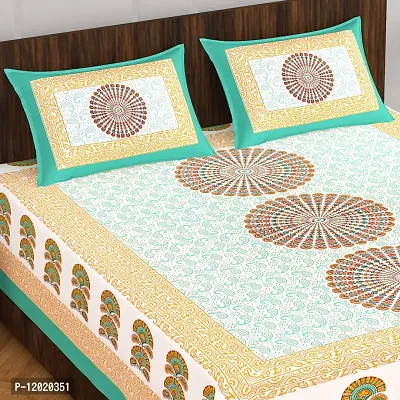 Comfortable Cotton Printed Queen Bedsheet with 2 Pillow Covers-thumb0