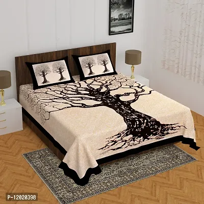 Comfortable Cotton Printed Queen Bedsheet with 2 Pillow Covers-thumb2