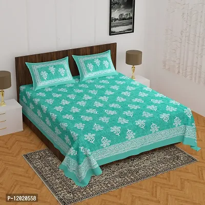 Comfortable Cotton Printed Queen Bedsheet with 2 Pillow Covers-thumb2