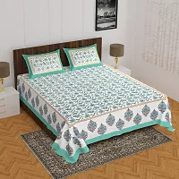 Comfortable Cotton Printed Queen Bedsheet with 2 Pillow Covers-thumb1