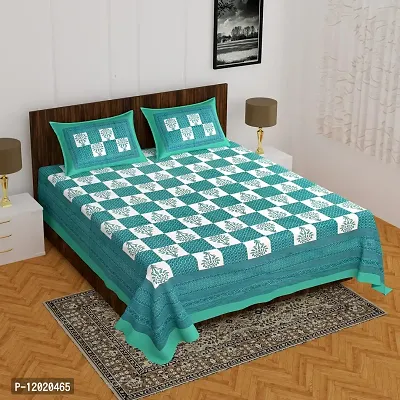 Comfortable Cotton Printed Queen Bedsheet with 2 Pillow Covers-thumb2