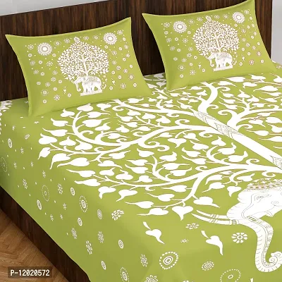 Comfortable Cotton Printed Queen Bedsheet with 2 Pillow Covers-thumb0