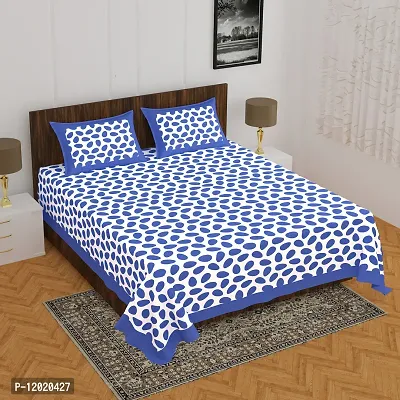 Comfortable Cotton Printed Queen Bedsheet with 2 Pillow Covers-thumb2