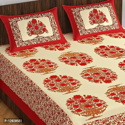 Comfortable Cotton Printed Queen Bedsheet with 2 Pillow Covers-thumb0
