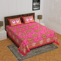 Comfortable Cotton Printed Queen Bedsheet with 2 Pillow Covers-thumb1