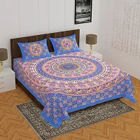 Comfortable Cotton Printed Queen Bedsheet with 2 Pillow Covers-thumb1