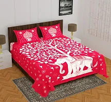 Comfortable Cotton Printed Queen Bedsheet with 2 Pillow Covers-thumb1