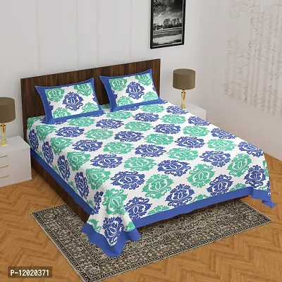 Comfortable Cotton Printed Queen Bedsheet with 2 Pillow Covers-thumb2