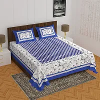 Comfortable Cotton Printed Queen Bedsheet with 2 Pillow Covers-thumb1