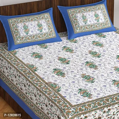 Comfortable Cotton Printed Queen Bedsheet with 2 Pillow Covers