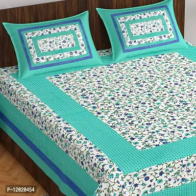 Comfortable Cotton Printed Queen Bedsheet with 2 Pillow Covers-thumb0